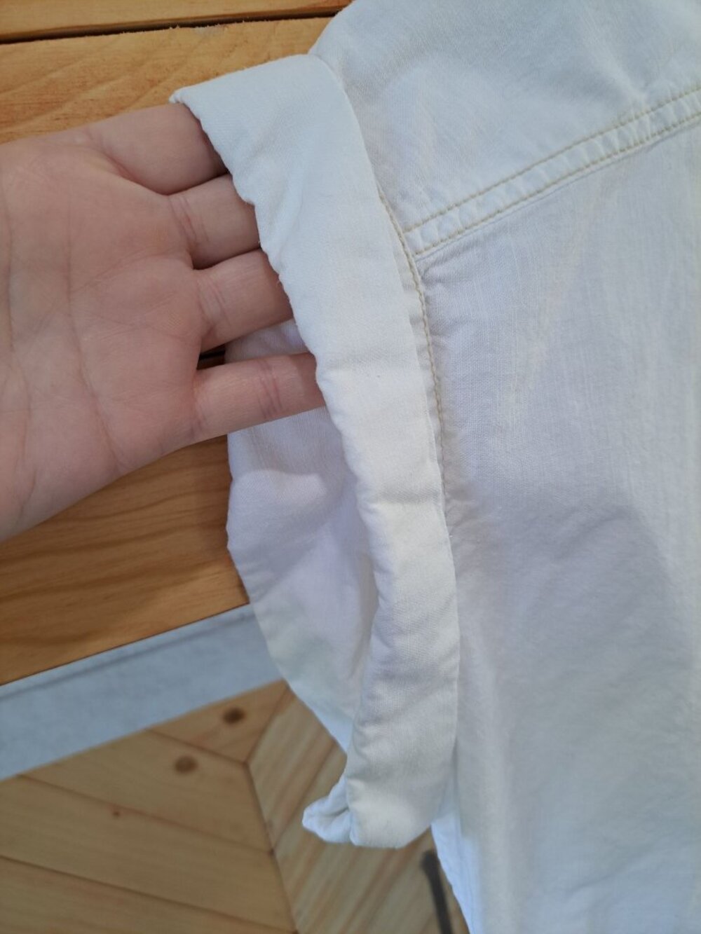 Pilcro White Linen Bld Button-Down Blouse XL Pleated Waist Anthropologie Linden - Picture 7 of 14